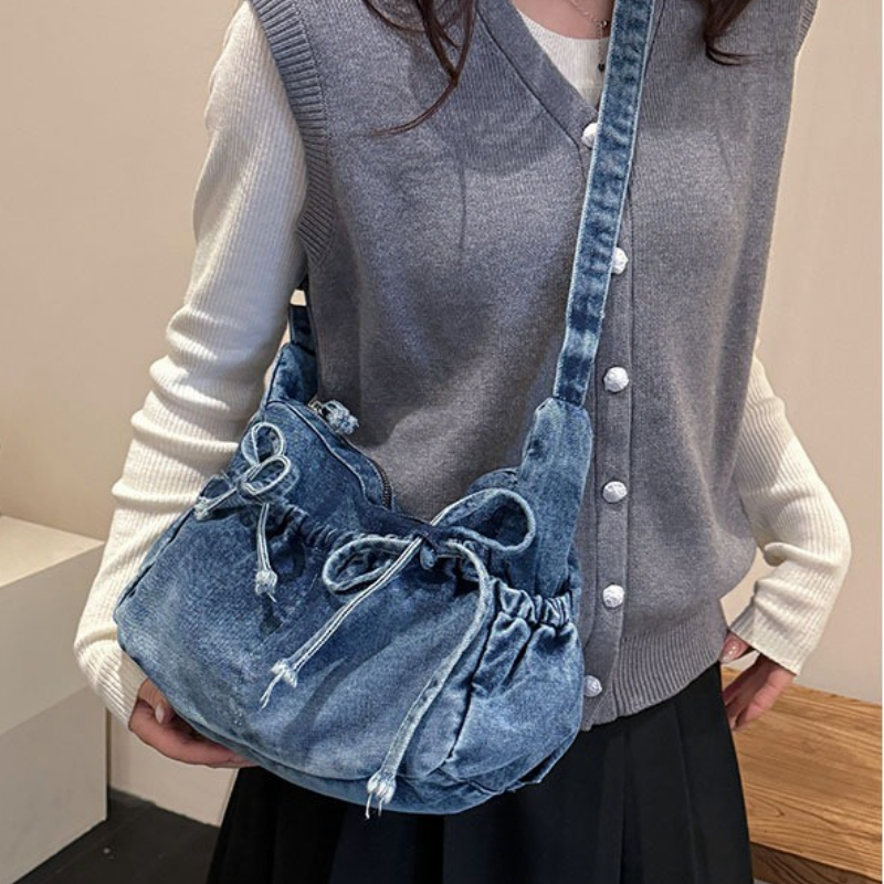 Women Bags Jeans - Women Large Denim Crossbody Bag Purse
