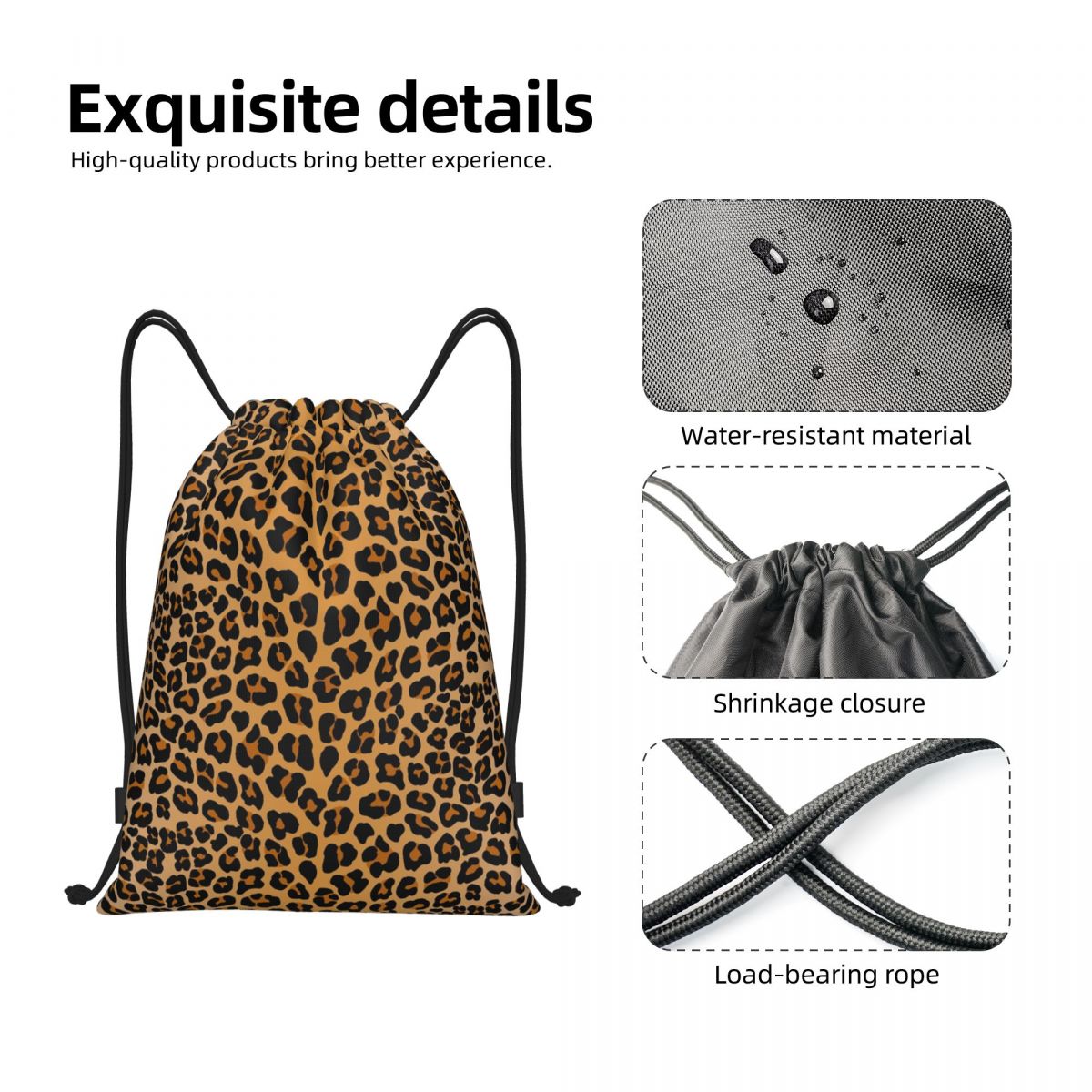 Custom Leopard Print Drawstrin - Women'S Yoga Bags recension och pris