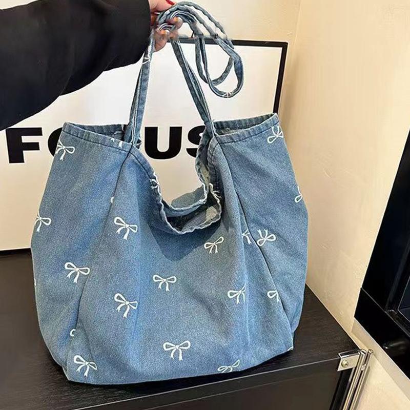 Ladies Bow Decor Denim Canvas  - Women Bags Jeans recension och pris