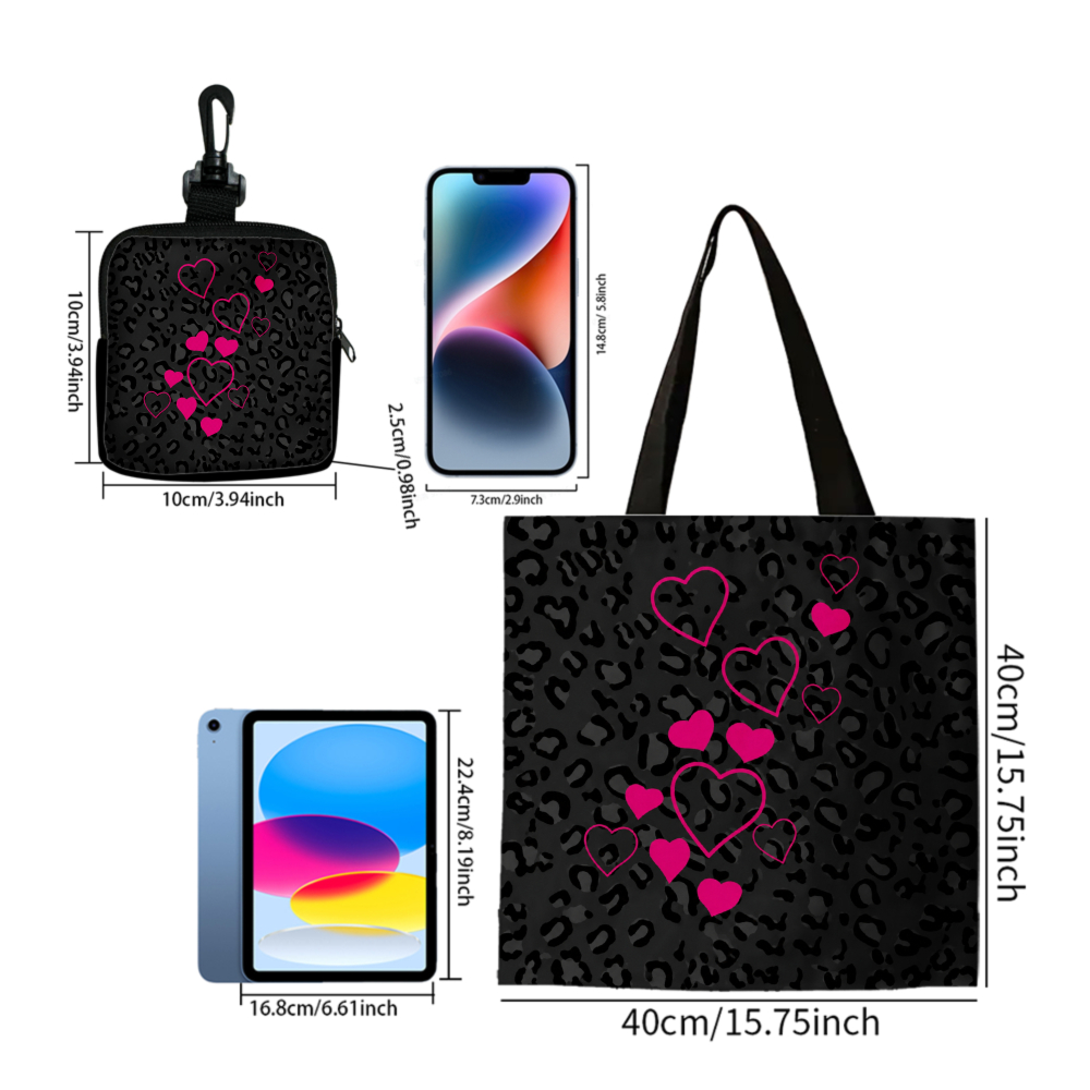 Black Leopard Print Pink Heart - Women Bags Purses recension och pris